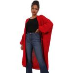 Rote Unifarbene Oversize YC Fashion & Style Maxi Rundhals-Ausschnitt Kapuzenmäntel aus Acryl ohne Kragen für Damen Einheitsgröße für den für den Herbst 