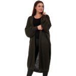 Khakifarbene Unifarbene Oversize YC Fashion & Style Maxi Rundhals-Ausschnitt Kapuzenmäntel aus Acryl ohne Kragen für Damen Einheitsgröße für den für den Herbst 