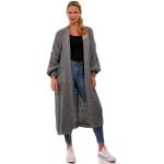 Anthrazitfarbene Unifarbene Oversize YC Fashion & Style Maxi Rundhals-Ausschnitt Kapuzenmäntel aus Acryl ohne Kragen für Damen Einheitsgröße für den für den Herbst 
