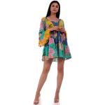 Bunte Bestickte Boho 3/4-ärmelige YC Fashion & Style V-Ausschnitt Sommerkleider mit Volants aus Baumwolle für Damen Einheitsgröße für Partys 