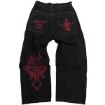 Rote Bestickte Y2K Jeans mit Stickerei aus Denim für Herren Größe L für den für den Sommer 