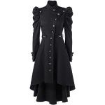 Schwarze Gothic Naruto Trenchcoats lang aus Fleece mit Kapuze für Damen Größe M Große Größen für den für den Sommer 