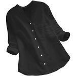 Schwarze Unifarbene Langärmelige V-Ausschnitt T-Shirts für Damen Größe XXL Große Größen für den für den Sommer 