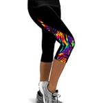 YEBIRAL Damen Sport-Leggings 3/4 Länge Bunte Sporthose Stretch Workout Fitness Jogginghose Trainingshose Yogahosen (Mehrfarbig-02, L)