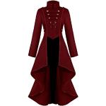 Rote Gesteppte Gothic Maxi Damensteppmäntel aus Wolle mit Kapuze Übergrößen für den für den Frühling 