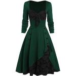 Grüne Vintage Langärmelige V-Ausschnitt Kurze Abendkleider mit Glitzer aus Jersey für Damen Übergrößen für Brautjungfern für den für den Sommer 