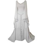 Weiße Maxi V-Ausschnitt Mittelalterkleider aus Chiffon für Damen Größe XL 