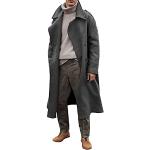 Graue Business Maxi Stehkragen Trenchcoats lang aus Wolle für Herren Größe XL für den für den Herbst 