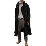 Schwarze Business Maxi Stehkragen Trenchcoats lang aus Softshell für Herren Größe L für den für den Herbst 