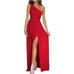 Rote Unifarbene Elegante Ärmellose Maxi Schulterfreie Lange Abendkleider für Damen Größe M für Partys 