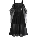 Schwarze Maxi Schulterfreie Mittelalterkleider aus Mesh für Damen Größe 3 XL 