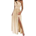Beige Unifarbene Elegante Maxi Schulterfreie Lange Abendkleider enganliegend für Damen Größe L für den für den Sommer 