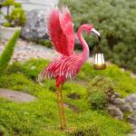 65 cm Flamingo-Gartenfiguren Solar 