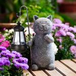 Reduzierte Graue Katzenfiguren für den Garten Solar 