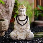 Reduzierte Weiße Asiatische 29 cm Buddha-Gartenfiguren aus Kunststein UV-beständig 