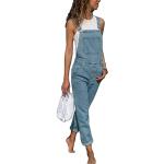 Hellblaue Vintage Ripped Jeans & Zerrissene Jeans mit Schnalle aus Denim für Damen Größe M für den für den Sommer 