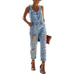 Reduzierte Hellblaue Vintage Ripped Jeans & Zerrissene Jeans mit Schnalle aus Denim für Damen Größe M für den für den Sommer 