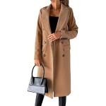 Reduzierte Khakifarbene Elegante Winddichte Maxi Trenchcoats lang aus Wolle für Damen Größe XL für den für den Winter 