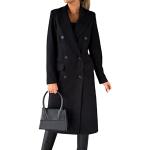 Reduzierte Schwarze Elegante Winddichte Maxi Trenchcoats lang aus Wolle für Damen Größe L für den für den Winter 