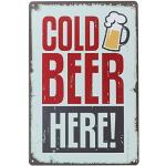 YESURPRISE Cold Beer Here Retro Blechschild Wand Deko Schilder Wand Poster Metall 20 30cm
