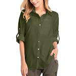 Reduzierte Grüne Casual Langärmelige Festliche Blusen mit Knopf aus Seide für Damen Größe 3 XL für den für den Sommer 