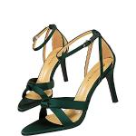 Grüne Sexy Spitze High Heels & Stiletto-Pumps durchsichtig mit Riemchen aus Satin für Damen Größe 35 mit Absatzhöhe 7cm bis 9cm 