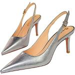 Silberne Sexy Spitze High Heels & Stiletto-Pumps durchsichtig mit Riemchen für Damen Größe 36 für die Braut 