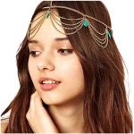 Reduzierte Goldene Antike Damenhaarbänder mit Türkis für Festivals 