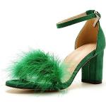 Grüne Elegante Offene Peep Toe Pumps mit Riemchen aus Kunstleder rutschfest für Damen Größe 39 