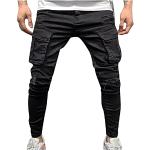 Schwarze Slim Fit Jeans mit Reißverschluss aus Cord für Herren Größe M für Partys für den für den Winter 