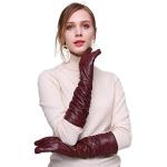 Bordeauxrote Elegante Gefütterte Handschuhe aus Lammleder für Damen Größe XL für Partys für den für den Winter 