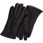 Schwarze Elegante Gefütterte Handschuhe aus Leder für Damen Größe L für den für den Winter 