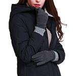 Reduzierte Dunkelgraue Elegante Gefütterte Handschuhe aus Veloursleder für Damen Größe M für den für den Winter 