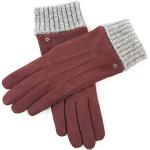 Bordeauxrote Elegante Gefütterte Handschuhe aus Veloursleder für Damen Größe S für den für den Winter 
