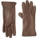 Reduzierte Braune Gefütterte Handschuhe aus Lammleder für Damen Größe M für den für den Winter 