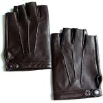 Dunkelbraune Gepunktete Fingerlose Handschuhe & Halbfinger-Handschuhe aus Lammleder für Herren Größe 9.5 für Partys für den für den Winter 