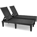 Schwarze Deckchairs & Holzliegestühle mit verstellbarer Rückenlehne 
