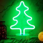 Reduzierte Grüne Neonlicht mit Weihnachts-Motiv batteriebetrieben 