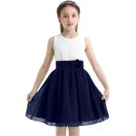 Marineblaue Elegante Kinderfestkleider aus Chiffon für Mädchen 