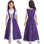 Dunkellilane Mittelalterkleider aus Polyester für Mädchen 