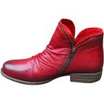Rote Lack-Optik Plateauabsatz Ankle Boots & Klassische Stiefeletten mit Reißverschluss aus Leder leicht für Damen Größe 41 für den für den Winter 