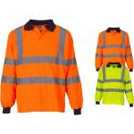 Orange Langärmelige Langarm-Poloshirts aus Polyester mit Reflektoren für Herren Größe XXL 