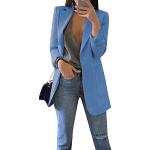 Blaue Unifarbene Langärmelige Atmungsaktive Mini Zip Hoodies & Sweatjacken mit Knopf aus Baumwolle für Damen Größe L für den für den Frühling 