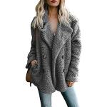Dunkelgraue Casual Wollmäntel aus Wolle für Damen Größe XL für den für den Winter 