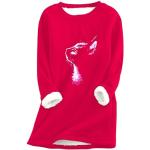 Rote Unifarbene Casual Langärmelige Rundhals-Ausschnitt Strickpullover aus Wolle für Damen Größe M für Partys für den für den Winter 