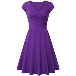 Violette Unifarbene Vintage Langärmelige V-Ausschnitt Midikleider für Damen Größe XL für Partys für den für den Sommer 