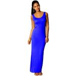 Blaue Sexy Ärmellose Maxi Rundhals-Ausschnitt Sommerkleider aus Polyester für Damen Größe XXL für den für den Sommer 