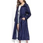 Reduzierte Blaue Wasserdichte Winddichte Atmungsaktive Regenjacken aus Polyester mit Kapuze für Damen Größe L für den für den Sommer 