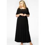 Schwarze Kurzärmelige Yoek Maxi Rundhals-Ausschnitt Sommerkleider aus Polyester mit Kapuze für Damen Größe XXL Große Größen 