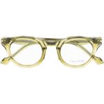 Olivgrüne Yohji Yamamoto Runde Herrenbrillengestelle aus Acetat 